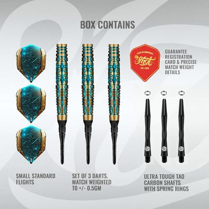 Shot! Darts AI Replicant Soft Tip Dart Set (20g) | 90% Tungsten Barrels | Center Weighted Black Titanium Coated | Pro Soft Tip Darts for Electronic Dartboard | Plastic Tip | Made in New Zealand