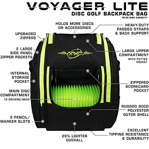 MVP Disc Sports Voyager Lite Backpack Disc Golf Bag (Choose Your Favorite Color) - color: Lime