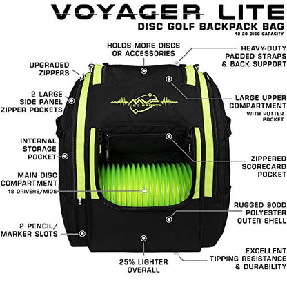 MVP Disc Sports Voyager Lite Backpack Disc Golf Bag (Choose Your Favorite Color) - color: Lime
