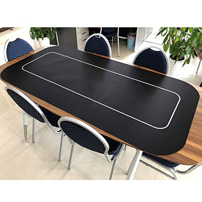 Yuanhe 70" x 35" Portable Rectangle Sure Stick Rubber Foam Poker Table Top Layout Poker Mat (Black) - color: Black