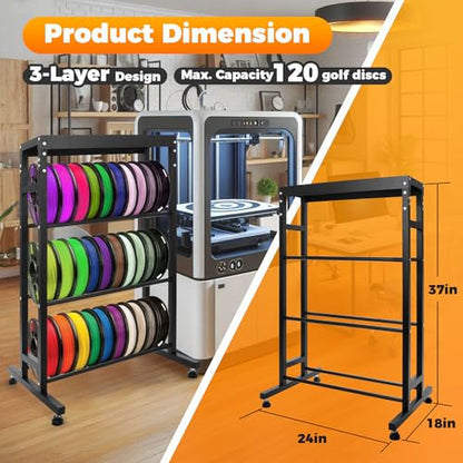 Sidasu 2/3/6-Tier Discs Golf Rack,Metal Disc Golf Storage Rack, Space-Saving Disc Station for Disc Golf Storage Shelf-Black - size: 3-shelf