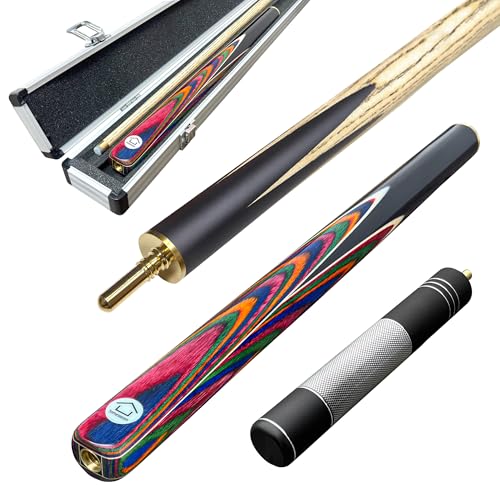 HomeSeason 57inch Snooker Cue Stick 18oz 3/4 Jointed Pool Cue, with Extension, Cue Case, Durable Ash Wood and Red Maple Construction Billiards Cue - color: HSS05
