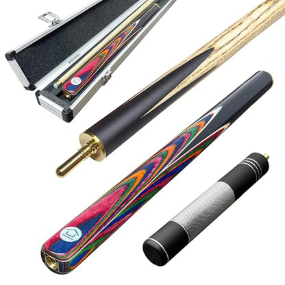 HomeSeason 57inch Snooker Cue Stick 18oz 3/4 Jointed Pool Cue, with Extension, Cue Case, Durable Ash Wood and Red Maple Construction Billiards Cue - color: HSS05