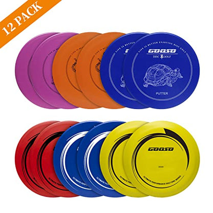 12 PCS Disc Golf Set with Bag Portable Disc Golf Backpack Holds 28+ Discs | Disc Golf Discs for Beginner with Putter, Midrange, Driver Free Stand Bag Design for Convenient Use - color: Red