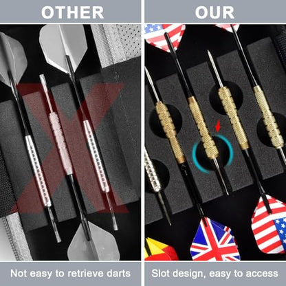 casmilee Dart Cases Hold 6 Soft Tip and Steel Darts Set, Dart Holder Bag Storage Organizer with 6 Built-in Pockets Hold Flights, Tips and Shafts Accessories (Box Only)