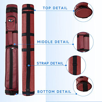 GSE Games & Sports Expert 2x2 Deluxe Hard Billiard Pool Cue Stick Carrying Case, Billiard Cue Case, Billiards Accessories (Several Colors Available) - color: Oval - Burgundy