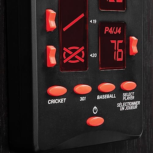 EastPoint Tournament Bristle Dartboard - 18-Inch, Red/Black - Self-Healing Sisal & Steel Tip Darts - Deluxe LED Scoring System for Electronic Dart Board - Easy-Mount Cabinet for Game Room Decor