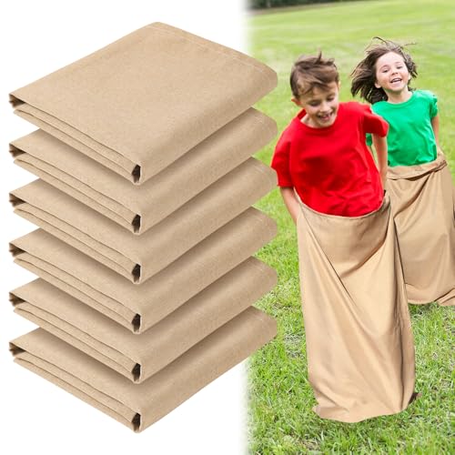 UNIFAMILY 6 Pack Potato Sack Race Bags, Sack Race Bags for Outdoor Sports Games, Outdoor Lawn Games for Adults and Kids, Carnival Easter Party Birthday