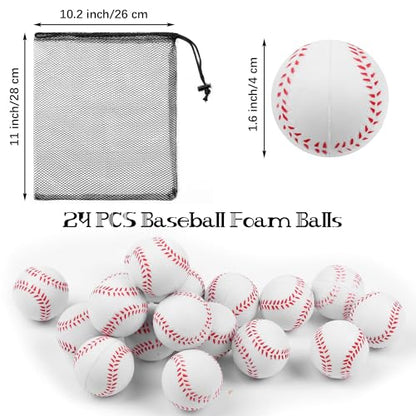 Aodaer 24 Pack Mini Baseball Stress Balls Fidget Ball Toys Bulk | Soft Foam Balls for Sports Party Favor Gifts, Birthday Party Decoration, Goodie Bag Stuffer, Mini Size, with Drawstring Bag - style: Baseball