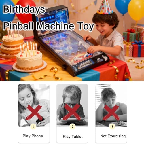 Exciting Space Theme Pinball Machine, Tabletop Electronic Pinball Game, Desktop Ball Shooting Toy with Lights Sounds, Arcade Pinball Favor
