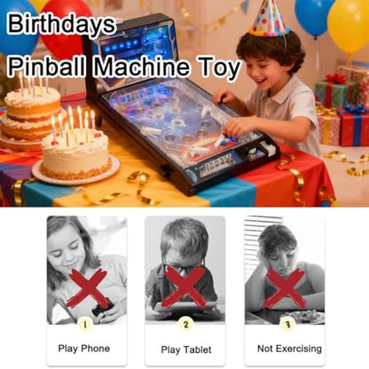 Exciting Space Theme Pinball Machine, Tabletop Electronic Pinball Game, Desktop Ball Shooting Toy with Lights Sounds, Arcade Pinball Favor