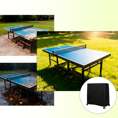 Lightweight Ping Pong Table Cover, Waterproof Outdoor Indoor Use Universal Fit for 9x5 FT Folding Tables, Table Tennis Table Cover, 210D Oxford Fabric with Storage Bag & Windproof Buckles