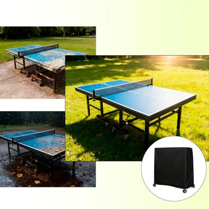 Lightweight Ping Pong Table Cover, Waterproof Outdoor Indoor Use Universal Fit for 9x5 FT Folding Tables, Table Tennis Table Cover, 210D Oxford Fabric with Storage Bag & Windproof Buckles