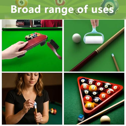 LOVEFEEL 22 Set Pool Table Accessories, Wooden Billiard Rack, Triangle, Diamond Rack, Pool Table Brush, Pool Chalk, Cue Tips, Lint Roller