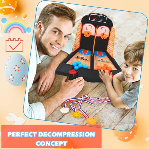 Tabletop Basketball Shooting Game Set Includes 1 Pcs Basketball Court 30 Pcs Basketball Balls and 2 Pcs Medal for Kids Birthday Basketball Party Gifts and Adult to Reduce Stress Game