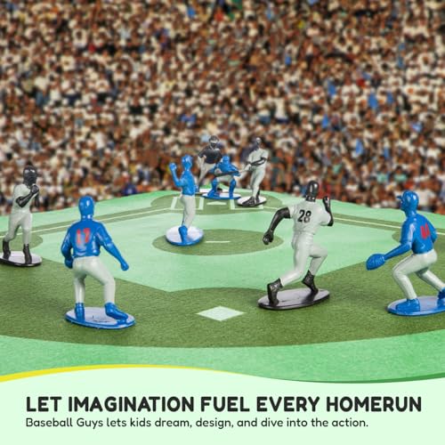 Kaskey Kids Baseball Guys, Red Gray vs. Blue White, 29 Pieces in Each Set, Includes 2 Teams, Accessories, and Travel Storage Case, Nostalgic Sports Action Figures for Imaginative Play, Ages 3 and Up