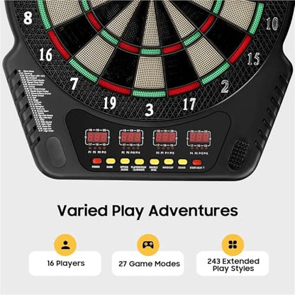 Electronic Soft Tip Dart Board Set with Colorful Led Digital Electric Dartboard Includes 6 Darts Power Adapter for Adults, Home & Bar