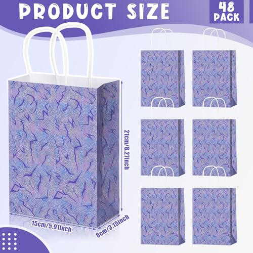 Kolldenn 48 Pcs Kpop Theme Goodie Bags Purple Lightning Crack Print Party Favors Gift Paper Bags with Handles Candy Treat Pouch for Anime Korean Kpop Birthday Party Decorations Supplies - style: Kpop