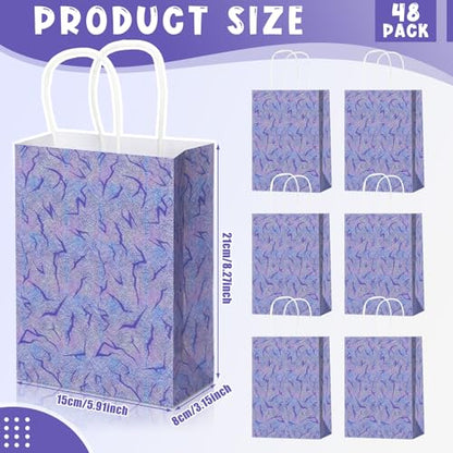 Kolldenn 48 Pcs Kpop Theme Goodie Bags Purple Lightning Crack Print Party Favors Gift Paper Bags with Handles Candy Treat Pouch for Anime Korean Kpop Birthday Party Decorations Supplies - style: Kpop