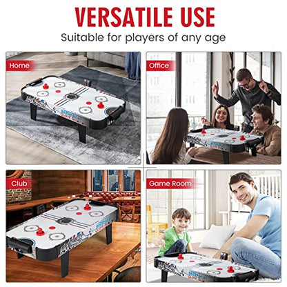 Giantex 42" Air Hockey Table - Small Air Hockey Table Top w/ 2 Pucks, 2 Strikers, LED Electronic Scoring, Powerful 12V Motor, Portable Mini Air Hockey Arcade Table Game for Kids & Adults, Game Room