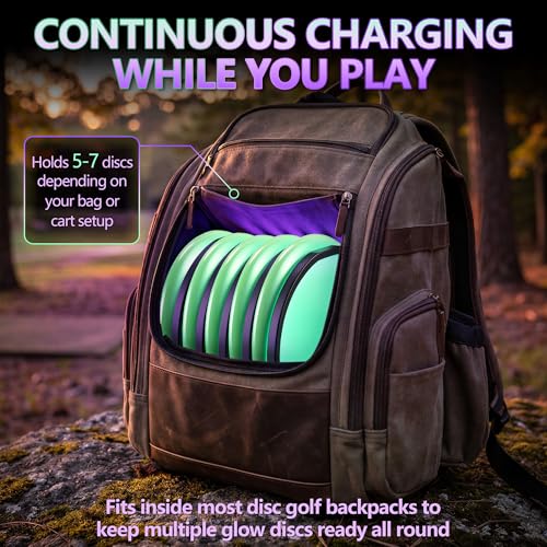 Spiral Disc Golf UV Charging Station, Fast Multi Disc Charging for Luminous Glow Discs, USB Powered Portable Night Play Accessory, Hands Free for Outdoor Practice & Tournaments