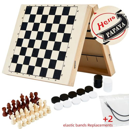 HELLO PAPAYA Foldable Fast Sling Puck Game with Chess Board and Checkers Board, Tic Tac Toe. Wooden Air Hockey Family Night,Table Games Gifts for Adults and Kids - size: X-Large