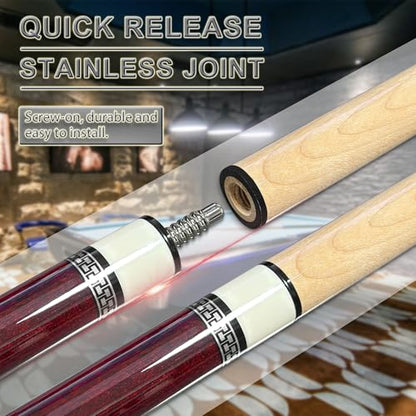 HomeSeason Pool Cue Stick 58inch 18oz-21oz 12.5mm Tip Professional Billiard Canadian Maple Wood 2-Piece Combination Cues Sticks - color: 18oz