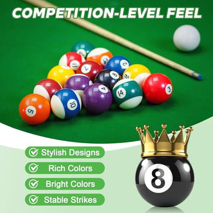 HMQQ Billiard Balls Set, 2-1/4" Regulation Size Pool Table Balls, Complete 16 Resin Pool Ball Set with Cue Ball, Smooth True Roll, Polished Finish for 8-Ball & Home Bar Tables - style: 2-Pack 2-1/4" pool ball