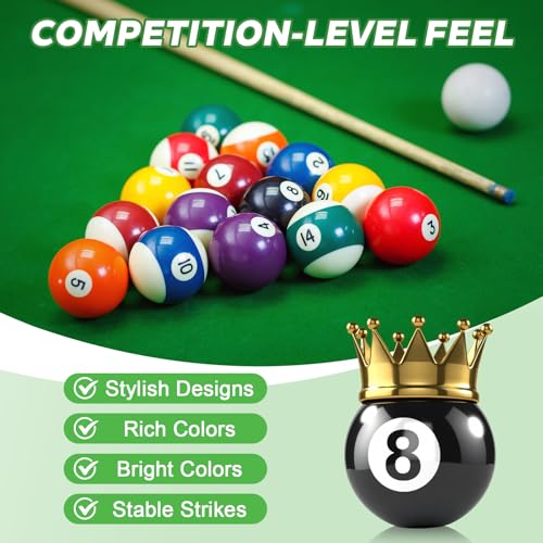 HMQQ Billiard Balls Set, 2-1/4" Regulation Size Pool Table Balls, Complete 16 Resin Pool Ball Set with Cue Ball, Smooth True Roll, Polished Finish for 8-Ball & Home Bar Tables - style: 2-1/4" pool ball