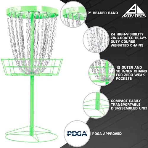 Axiom Discs Pro 24-Chain Disc Golf Basket - color: Lime