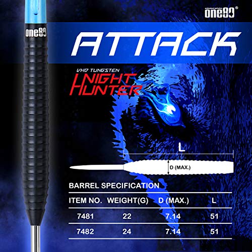 ONE80 90% Tungsten Steel Tip Darts Sets Chameleon, Night Hunter Professional Darts Set - style: Attack 22g