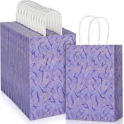 Kolldenn 48 Pcs Kpop Theme Goodie Bags Purple Lightning Crack Print Party Favors Gift Paper Bags with Handles Candy Treat Pouch for Anime Korean Kpop Birthday Party Decorations Supplies - style: Kpop