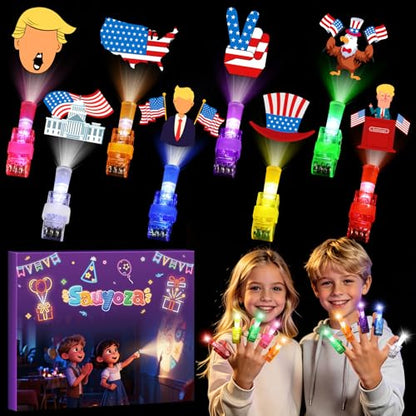 36 Pack Patriotic Party Favors, Glow Finger Lights for Kids Birthday Goodie Bag Stuffers, Classroom Rewards, Party Prizes & Glow Party Supplies - style: Patriotic