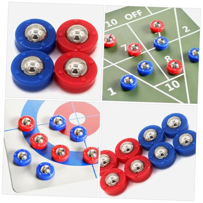 Happyyami 20pcs Tabletop Shuffleboard Pucks Accessory Set Mini Shuffleboard Game Replacement Discs for Home Clubs Entertainment Venues Boost Game Excitement with Red Blue Roller Balls