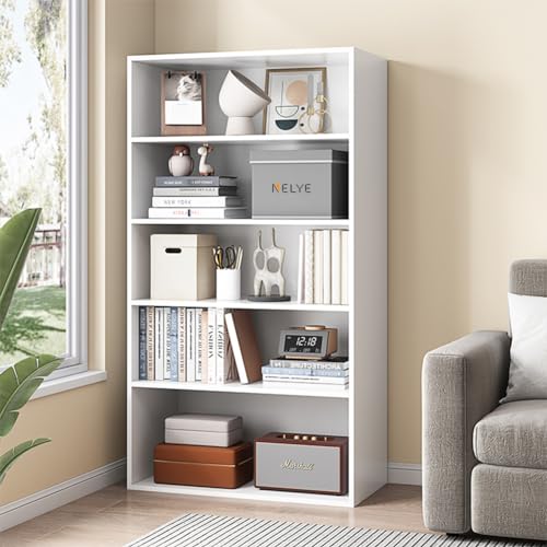 NELYE Basic Open Shelf Bookcase - 5-Tier Wooden Cube Storage Shelves Split Bookshelf, White - color: White, size: 5-Tier