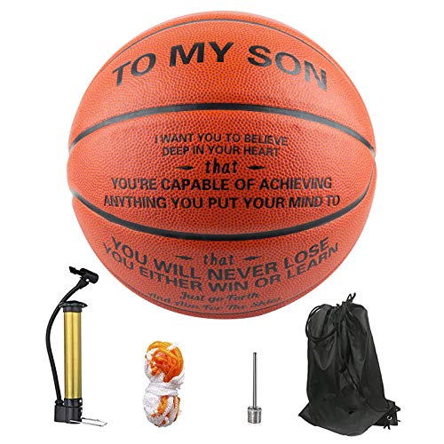 KAAYEE Engraved Basketball for Grandson, Engraved Basketball for Son from Mom Dad, Personalized 29.5" Basketballs Gifts, Custom Christmas Birthday Graduation Back to School Gift for Son from Mom Dad - color: Mom to Son