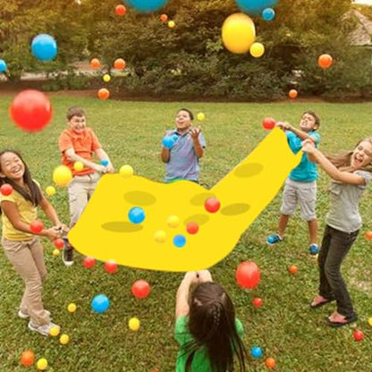Sonyabecca Yellow Hole Tarp Team Building Games for Work with 8 Pcs Team Building Ball for Teamwork Group Learning Fun - size: 85''Lx57''W