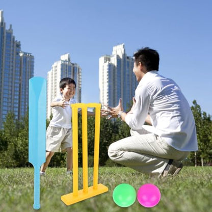 Croquet Set with Stand, Fun Croquet Wickets with 2 Balls, Safe Cricket Set, Plastics Bat and Ball Set, Enhance Strength Play Toys for Interactive Famliy, Hand-Eye Coordination