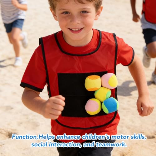 RiToEasysports Dodges Balls for Kids,3 Pack Self Adhesive Jersey with 15 Soft Foam Balls for Outdoor Indoor Interactive Kids Games