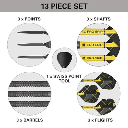 Target Darts Bolide Void 90% Tungsten Dart Set, Steel Tip Swiss Point Darts | 21G/22G/23G/24G/25G/25G | Professional Darts Sets, Black Darts, Swiss Point Tool Included - size: 23G, style: Barrel 04