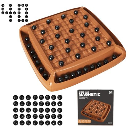 Magnet Game, Magnetic Game Board Games for Kids 8-12 and Adults, Magnet Chess Set Family Games Ideal for Family and Friend Games Night, 2-4 Players - style: Brown 40 Bead