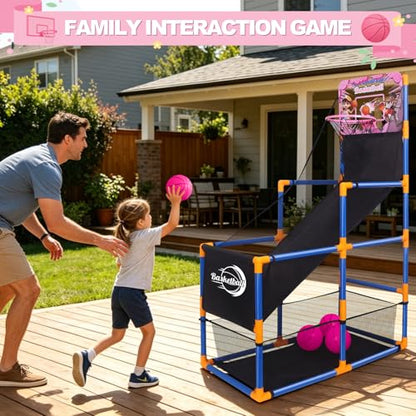 Nattork Arcade Basketball Game Set with 4 Balls and Hoop, Kids Basketball Hoop Indoor Outdoor Sports Toy Gifts for Kids Boys Girls 3-5 Years Old, Air Pump Included, Ideal for Gifts