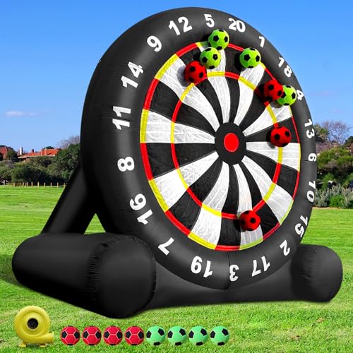 Inflatable Soccer Dart Board Giant Outdoor Soccer Dart Board with UL Blower, Portable Blow Up Games for Gym Camp Yard Sport Game(Black)