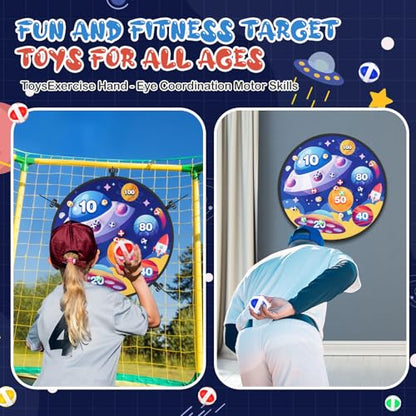 Lunmon 29" Trampoline Dart Board Game Accessories, Trampoline Toss Game Dartboard with 20 Sticky Balls, Indoor & Outdoor, Sport Fun Party Play Toys for Birthday Gifts - style: Universe Style 100 Score