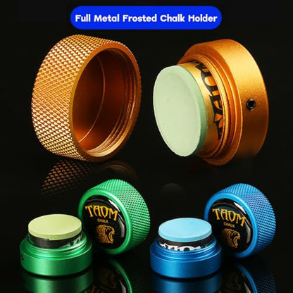 TAOM Pool Chalk Holder Round Shaped Practical Tool Billiards Accessories Magnetic Mini Chalk Tip Case Container Round Box Billiards - color: 5-Green Holder with SOFT Chalk