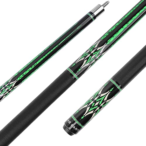 58" Pool Cue Stick Canadian Maple 13mm Tip Billiard Cue with Irish Linen Wrap - color: Green, size: 21oz