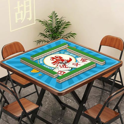 Mahjong Mat, Non-Slip Noise Reducing Game Mat, 31.5 Inch Mahjong Table Mat,Mahjong Mat with Cloth Bag and Carton Storage,Suitable for Mahjong, Dominoes, Solitaire and Other Games. (Rich-Blue) - color: Rich-blue