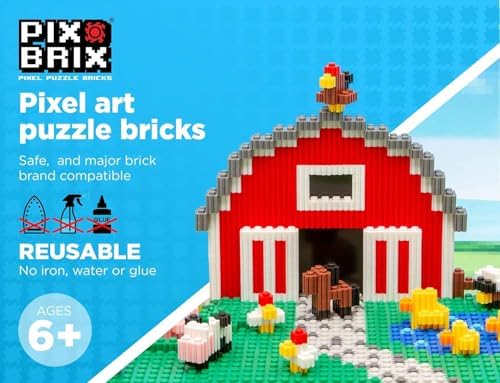 Pix Brix - Toy Pixel Art Kit - African Elephant, 906 Pieces - Patented Slide + Stack Pixel Puzzle Building Bricks, Build & Collect Animals - Stem Toys, Ages 6 Plus - style: African Elephant