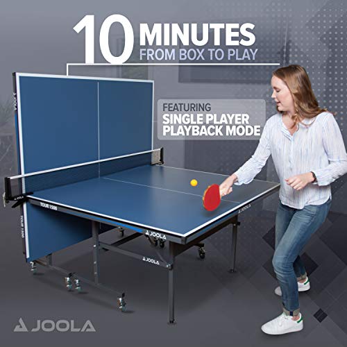JOOLA Tour Indoor Ping Pong Table with Quick Clamp Table Tennis Net - 10 Minute Assembly - Foldable Indoor Surface with Single Player Playback Mode - Competition Grade MDF Top - Tournament Quality - size: Tour 1500
