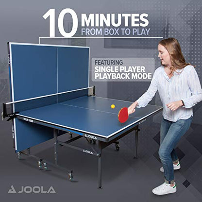 JOOLA Tour Indoor Ping Pong Table with Quick Clamp Table Tennis Net - 10 Minute Assembly - Foldable Indoor Surface with Single Player Playback Mode - Competition Grade MDF Top - Tournament Quality - size: Tour 1500